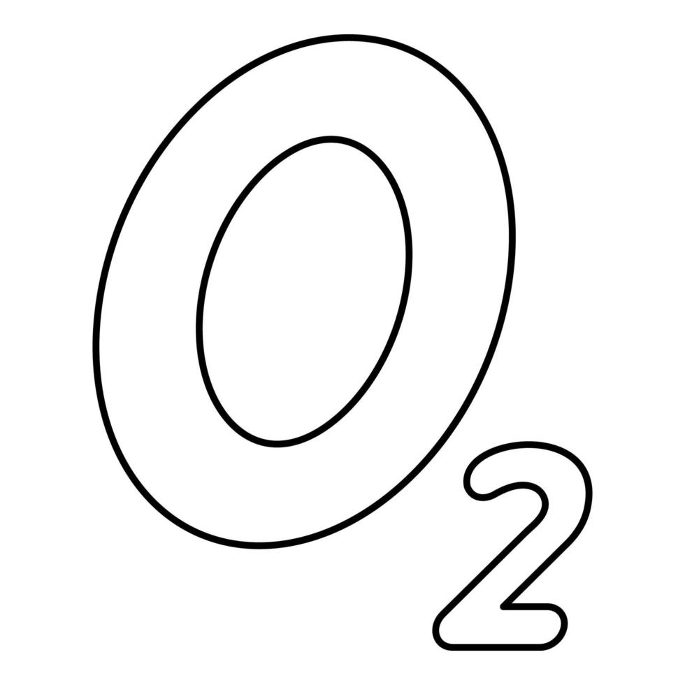 formule chimique d'oxygène o2 icône de contour de contour d'air couleur noire illustration vectorielle image de style plat vecteur