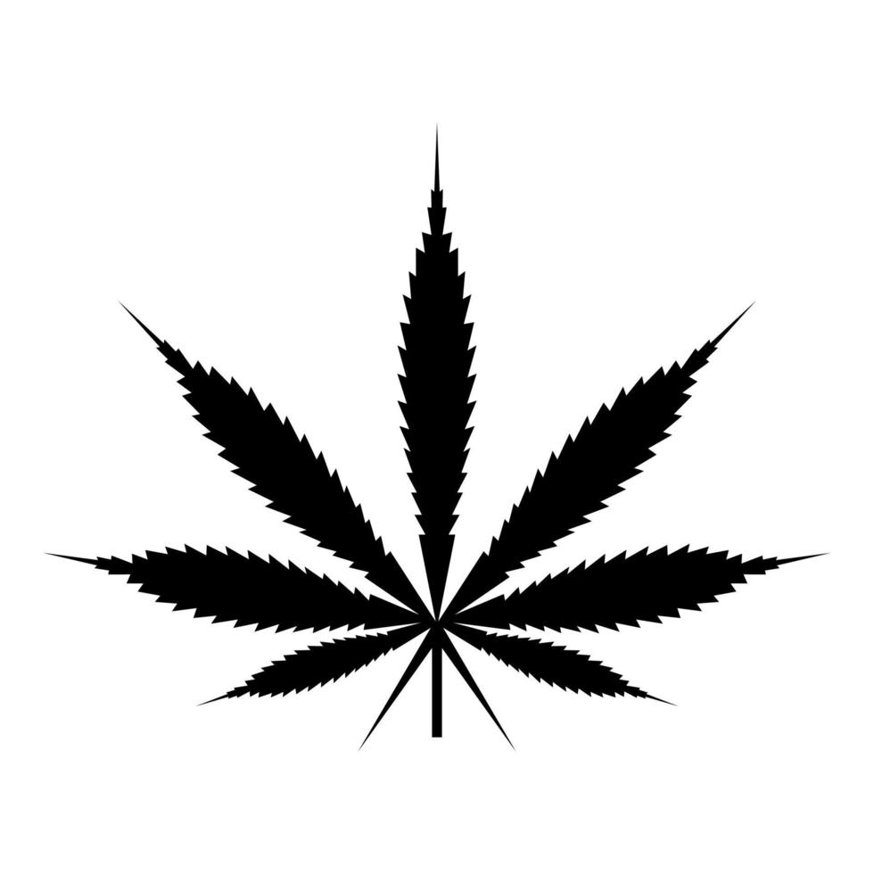 feuille cannabis marijuana chanvre icône couleur noire illustration vectorielle image de style plat vecteur