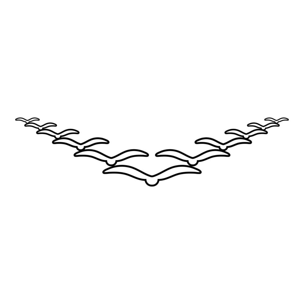 volée d'oiseaux volant dans le ciel dans le concept de leadership clé de coin migration silhouette contour contour icône couleur noire illustration vectorielle image de style plat vecteur