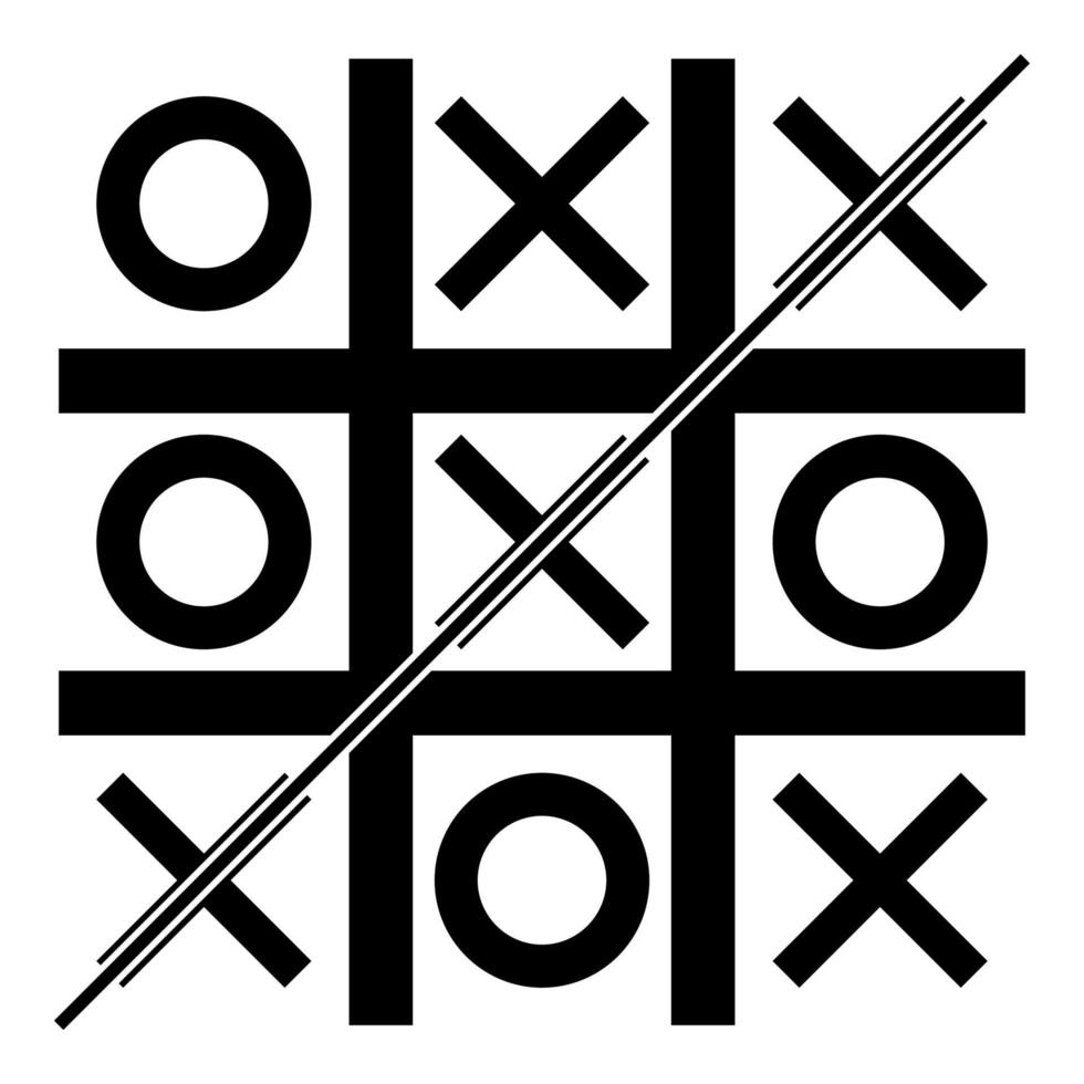 tic tac toe icône illustration vectorielle de couleur noire image de style plat vecteur