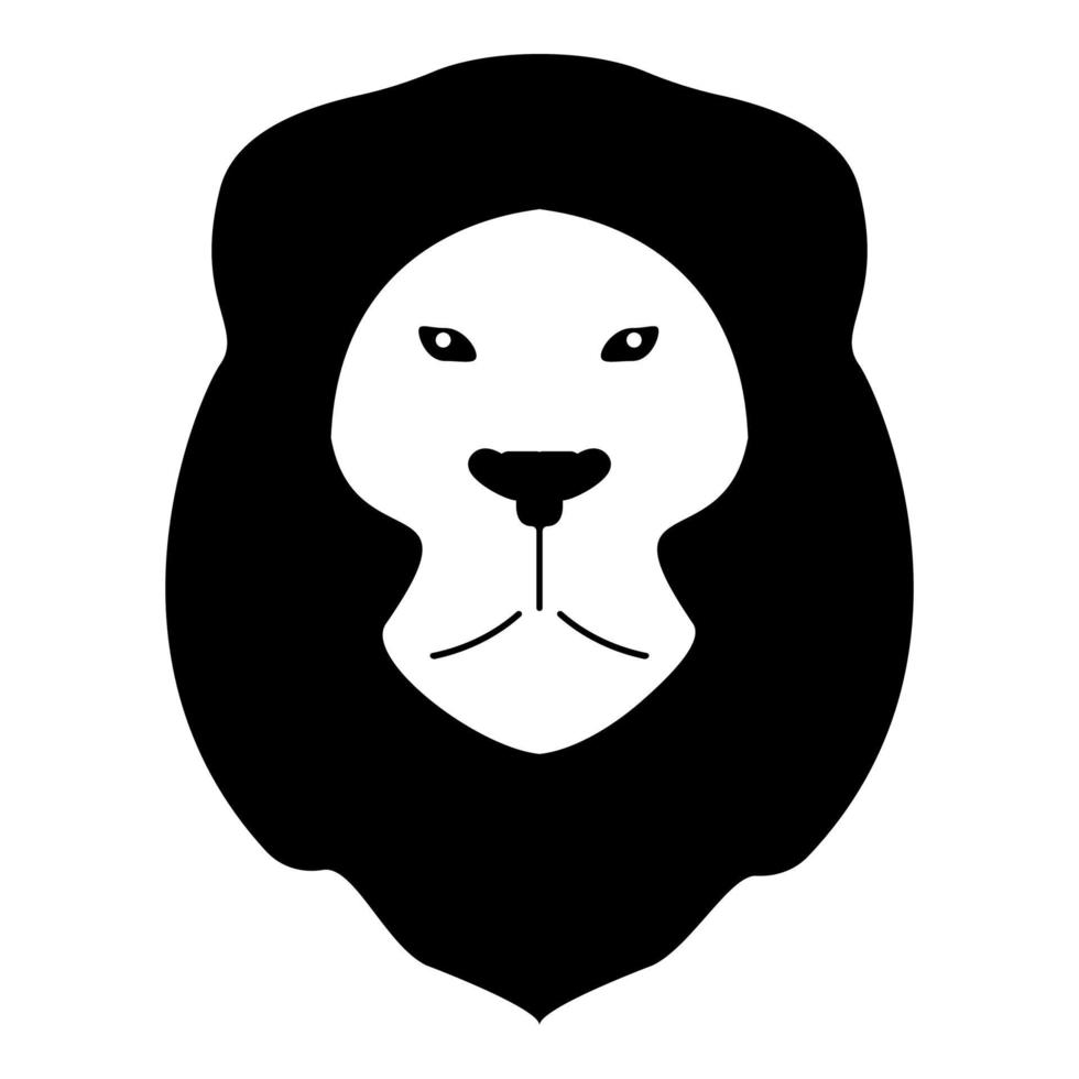 lion animal chat sauvage tête icône noir couleur illustration vectorielle image de style plat vecteur