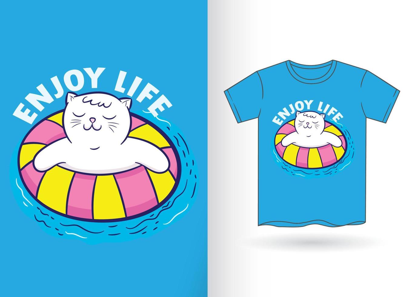dessin animé de chat mignon pour t-shirt vecteur
