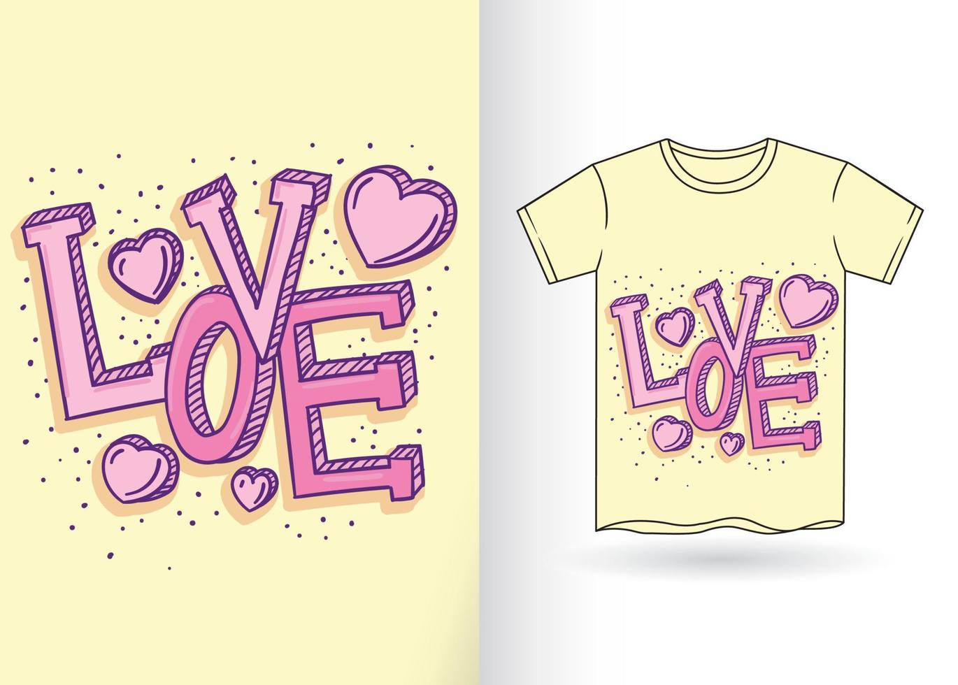 typographie d'amour dessinée à la main pour t-shirt vecteur