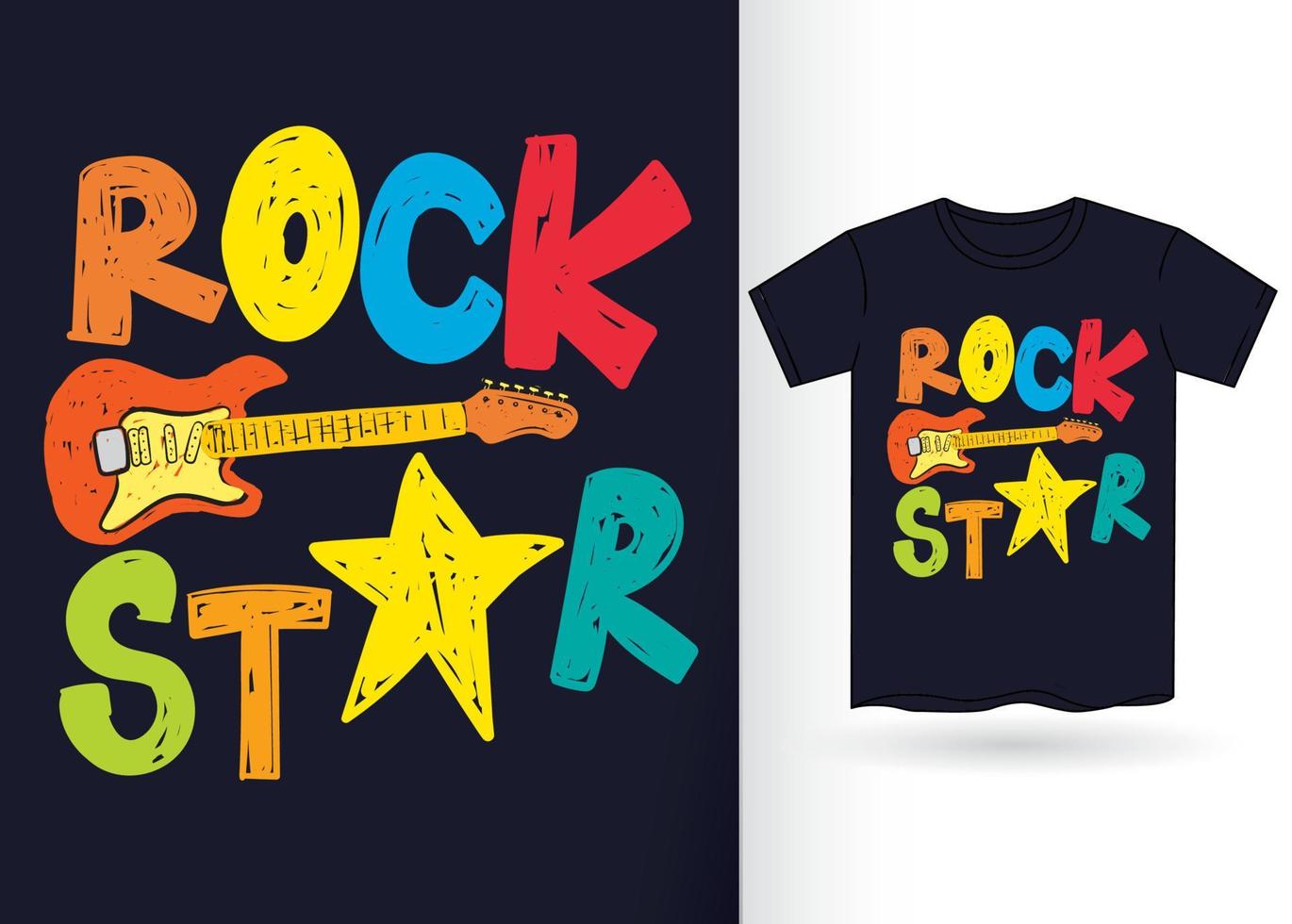 typographie rock star dessinée à la main pour t-shirt vecteur