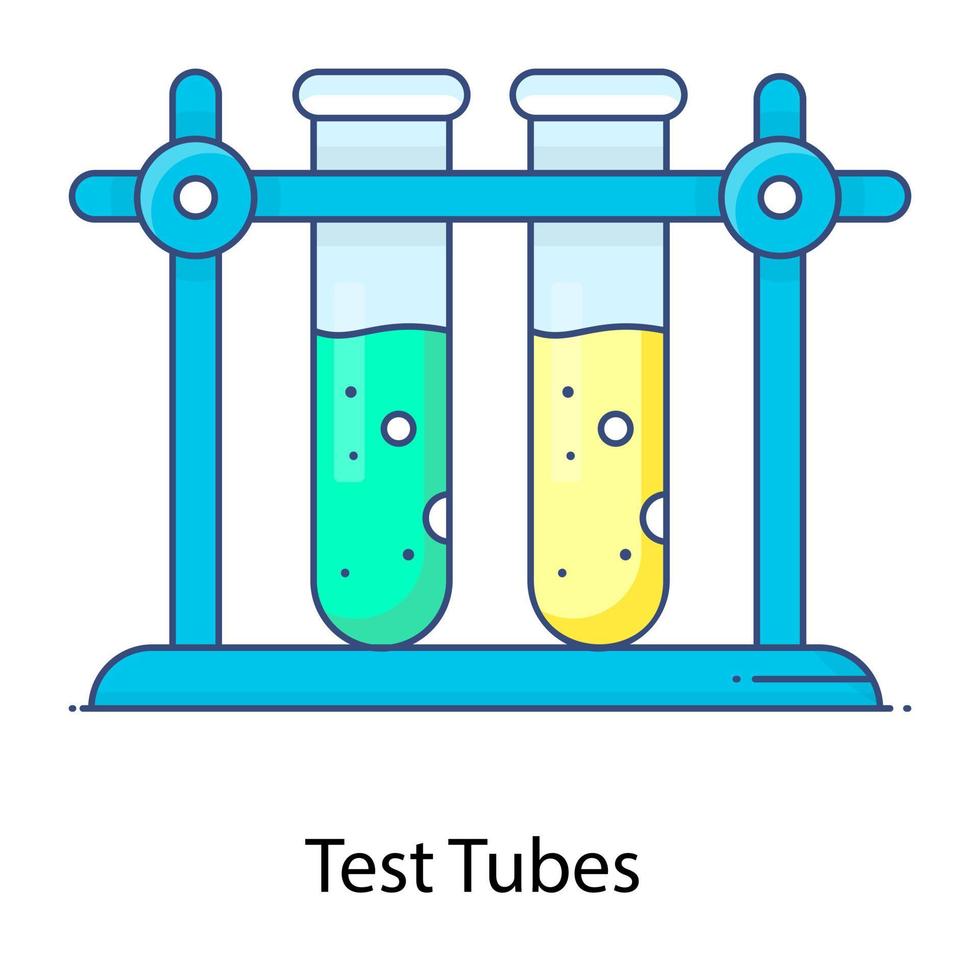 tubes à essai avec icône de contour chimique, plat vecteur