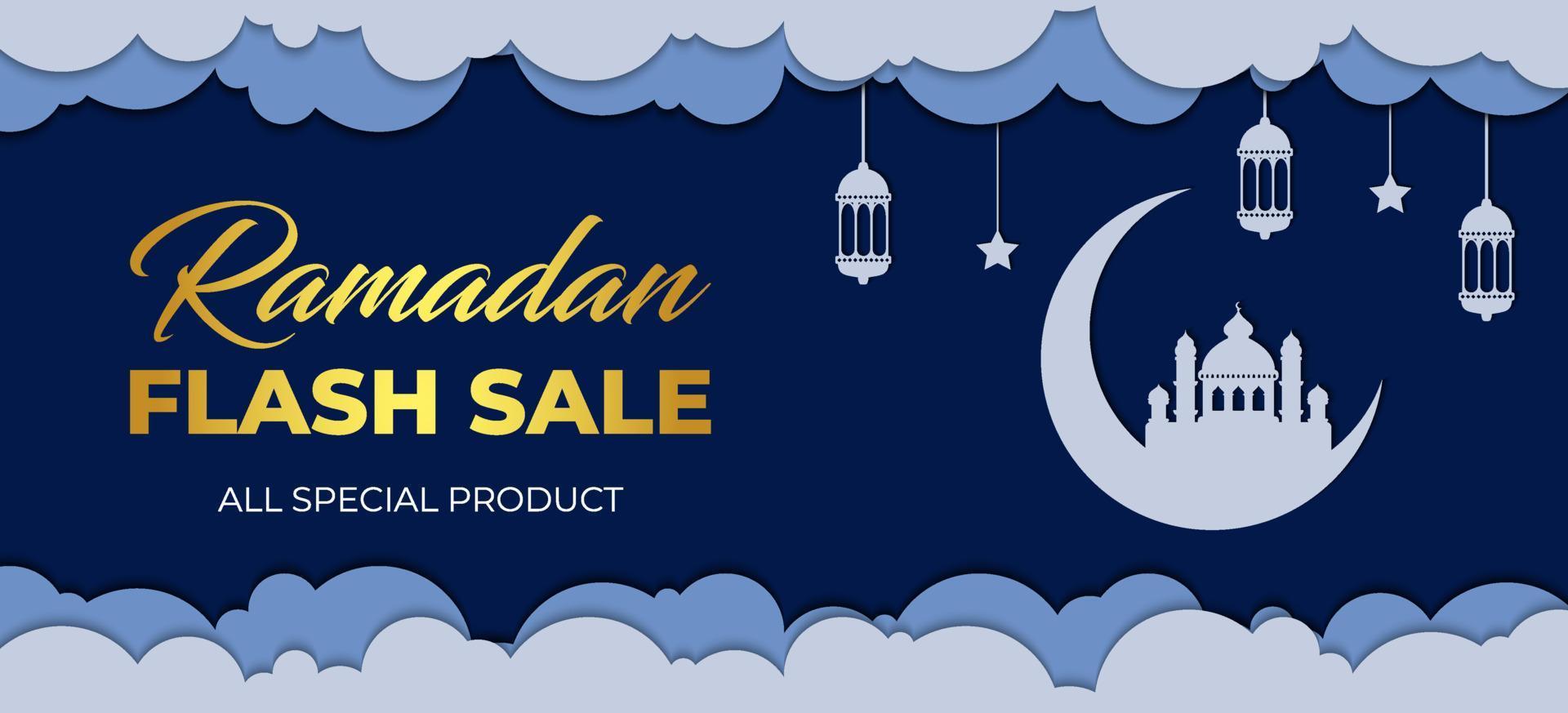 modèle de conception de bannière de vente flash ramadan. bannière de vente de promotion. modèle de conception de vente de ramadan modifiable pour les médias sociaux ou l'impression. vecteur