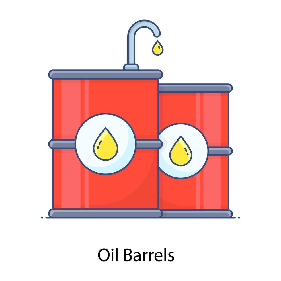 icône de contour plat de barils de pétrole, conteneur d'huile vecteur