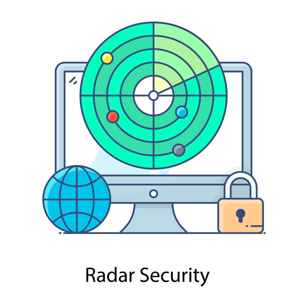 icône de la sécurité radar dans la conception de contour plat modifiable vecteur