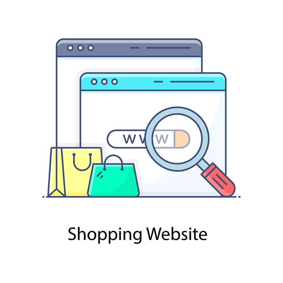 une icône du design plat du vecteur de site Web de recherche shopping