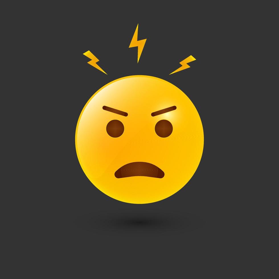 icône emoji en colère. pensées et attitudes négatives. émotion de colère et réaction d'emoji jaune. mauvais comportement et visage fou. commentaires des clients. icône client mécontent. illustration vectorielle. vecteur