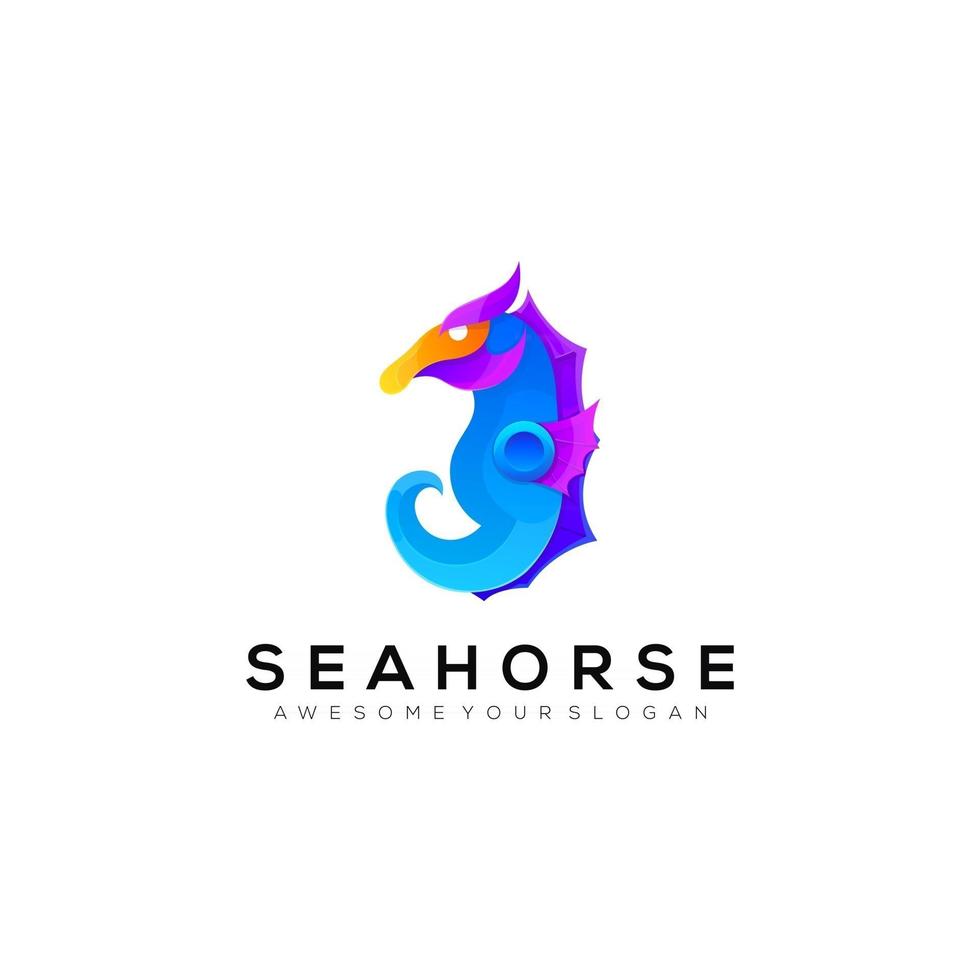 illustration de conception de logo coloré hippocampe vecteur