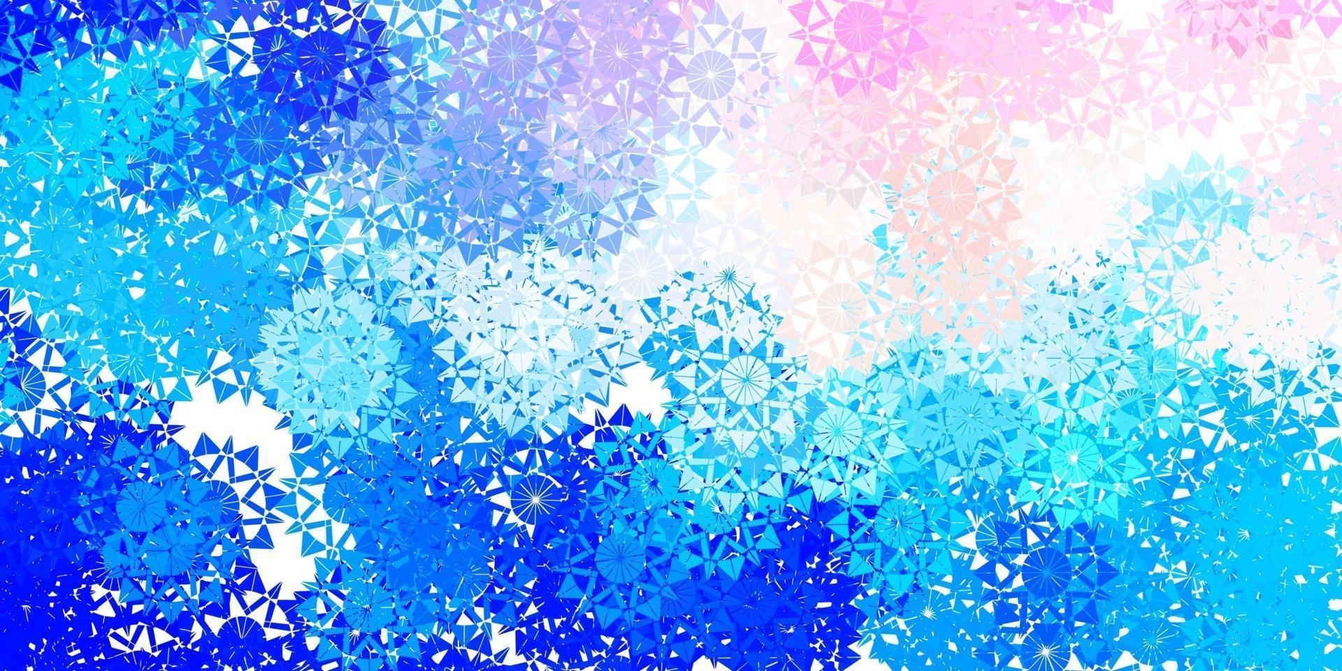 modèle vectoriel rose clair, bleu avec des flocons de neige de glace.