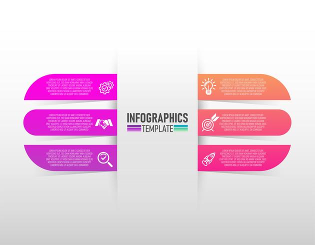 infographie design vecteur et marketing icônes avec 6 étapes vectorielles.