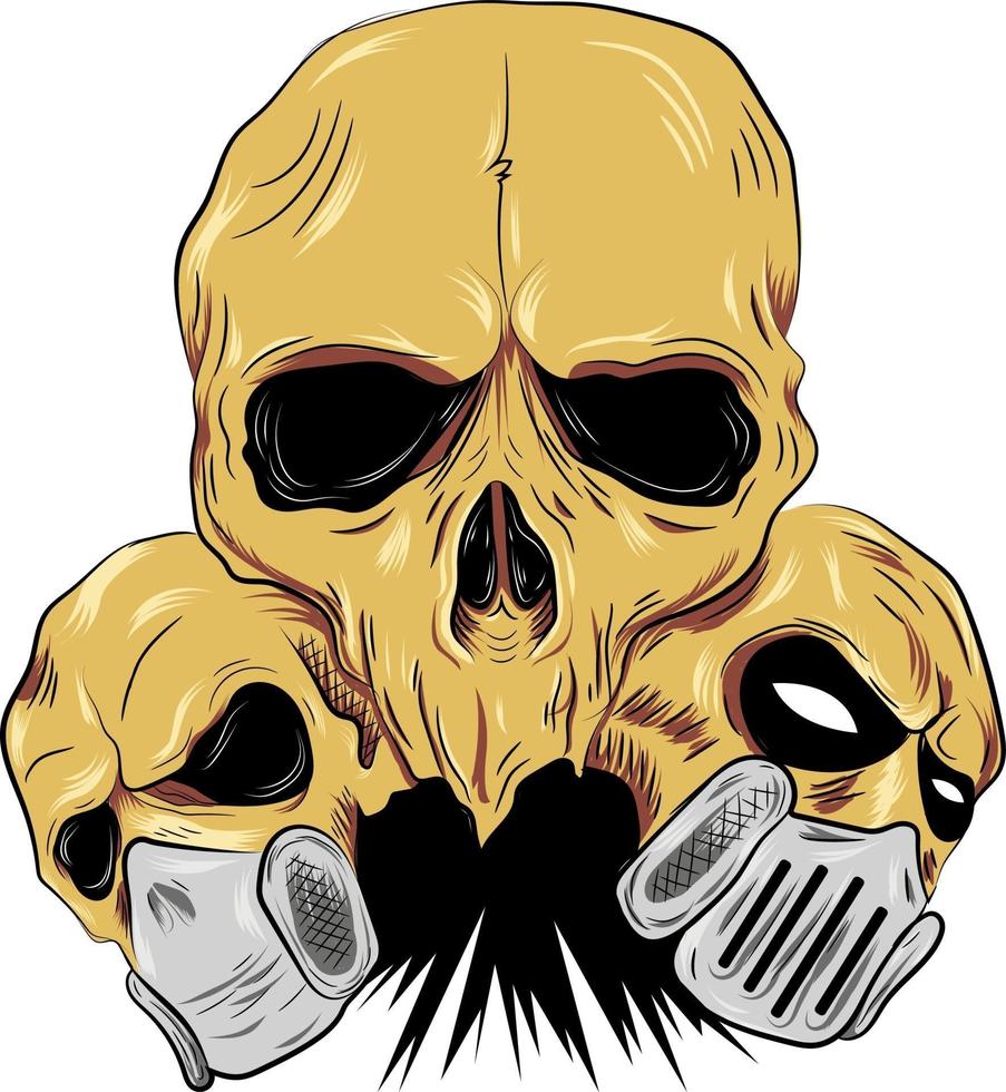 illustration vectorielle de trois crânes et masques vecteur