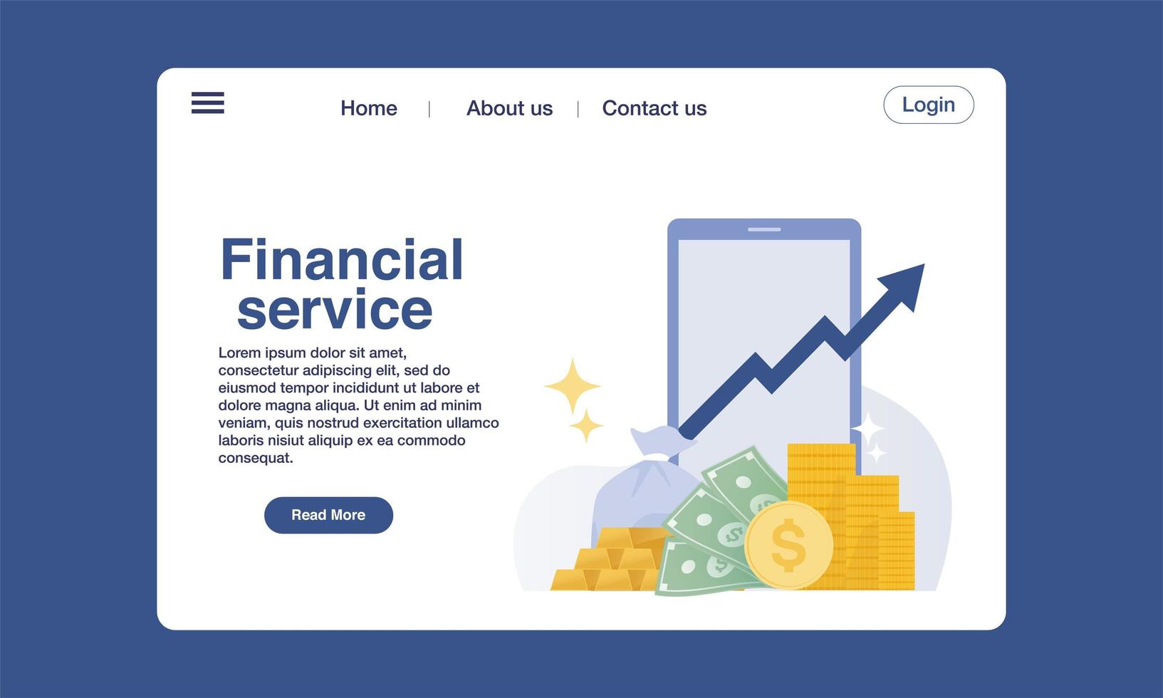 concept de conception de modèle de page de destination de service financier. vecteur