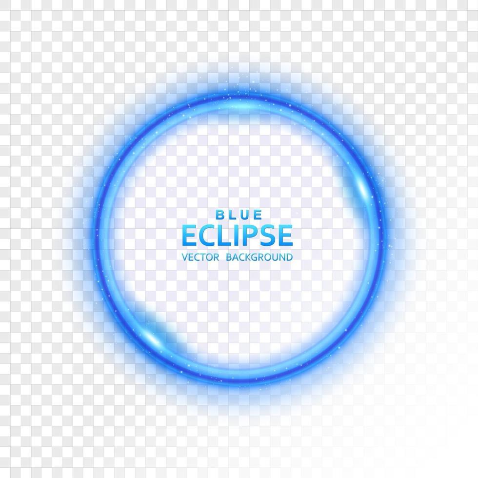 éclipse bleue abstraite de lumière sur fond transparent brillant, isolée et facile à modifier vecteur