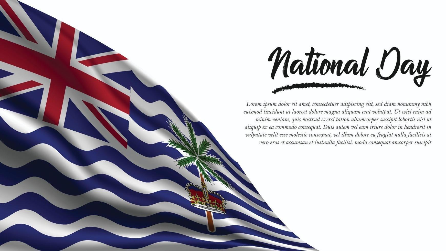 bannière de la fête nationale avec fond de drapeau du territoire britannique de l'océan indien vecteur
