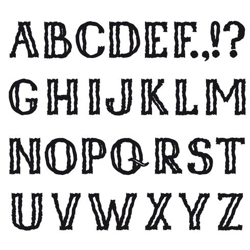 Alphabet latin Police décorative de ligne grunge. Jeu de caractères vecteur