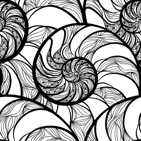 Modèle sans couture spirale abstraite. Fond marin vague nautilus vecteur