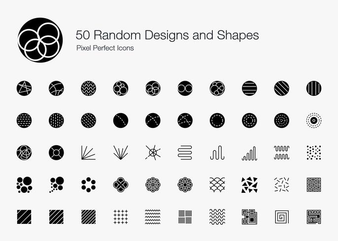 50 motifs et formes aléatoires Pixel Perfect Icons (Style rempli). vecteur