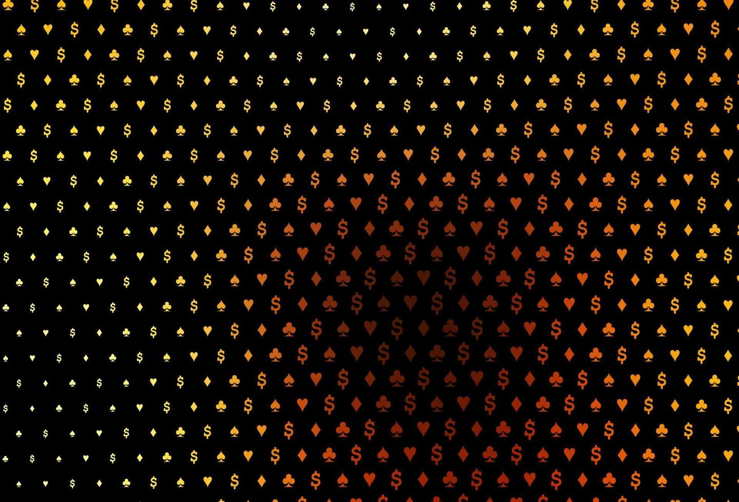 texture vectorielle jaune foncé, orange avec des cartes à jouer. vecteur