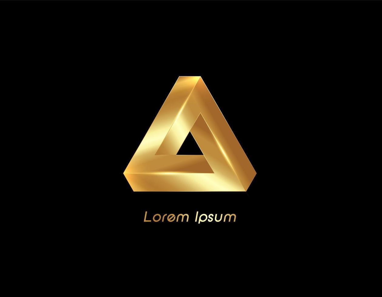 triangle d'or, icône isométrique 3d vecteur de luxe doré isolé sur fond noir
