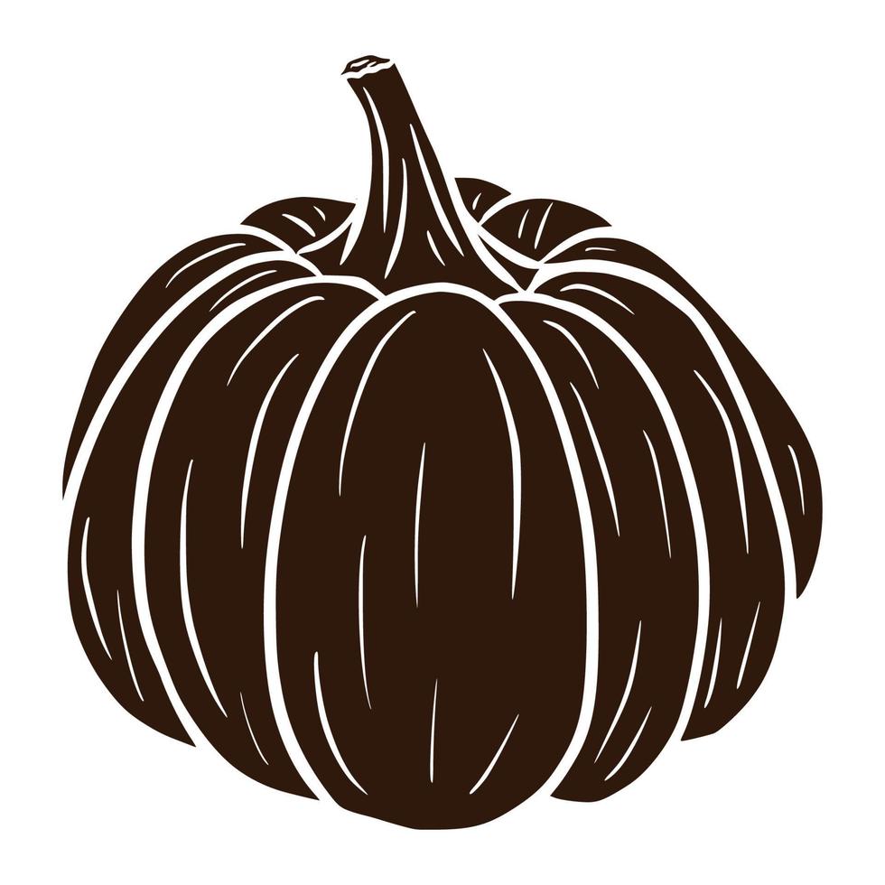 silhouette de courge mûre. illustration de courge d'hiver. ombre de citrouille dessinée à la main. élément pour la conception décorative d'automne, invitation d'halloween, récolte, autocollant, impression, logo, menu, recette vecteur