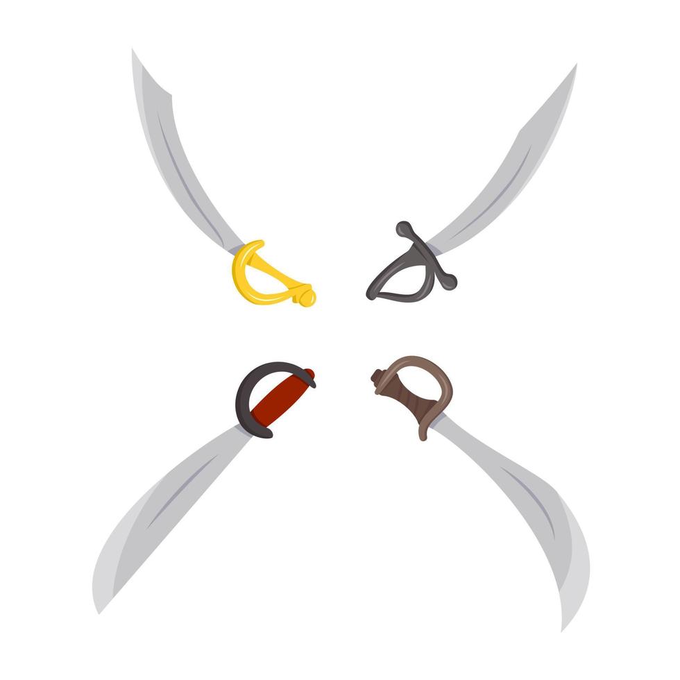 ensemble d'icônes de sabres croisés pour pirate, chevalier et guerrier. élément pour la conception des enfants vecteur