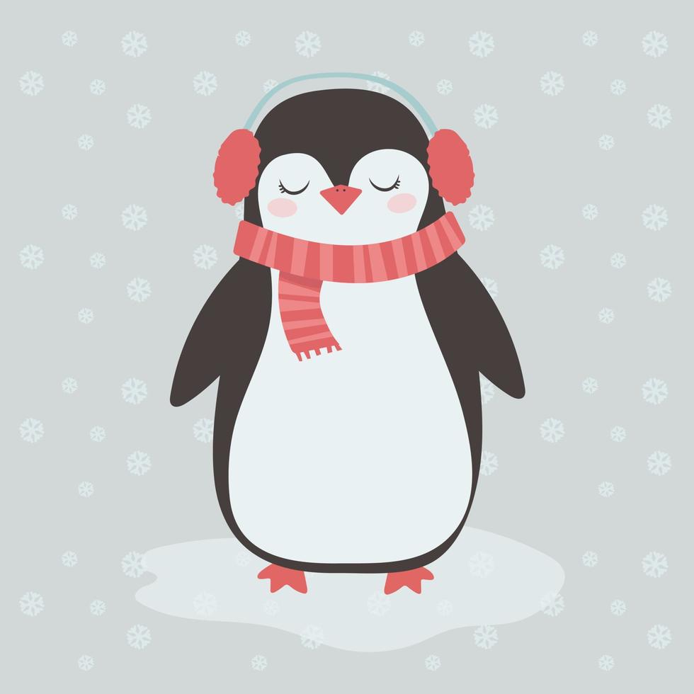 pingouin mignon dans une écharpe, illustration de noël. vecteur