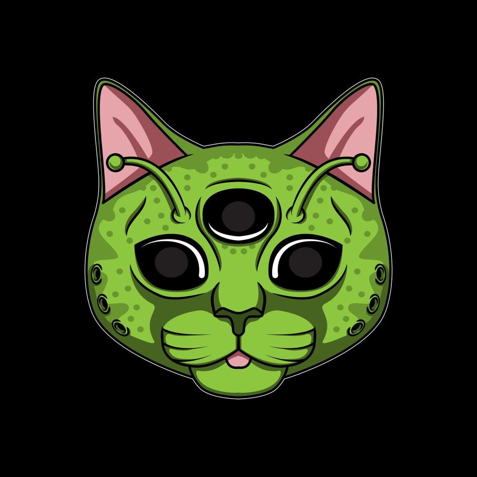 tête de chat extraterrestre illustration vectorielle vecteur