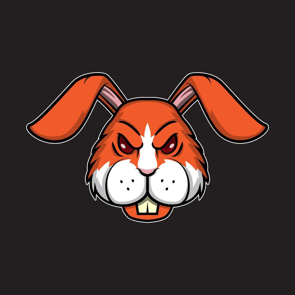 illustration de tête de logo de lapin vecteur