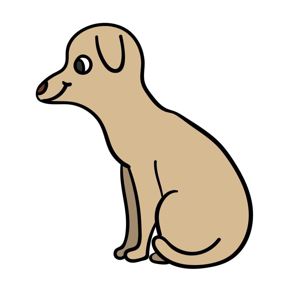 dessin animé doodle chien linéaire isolé sur fond blanc. style enfantin. vecteur