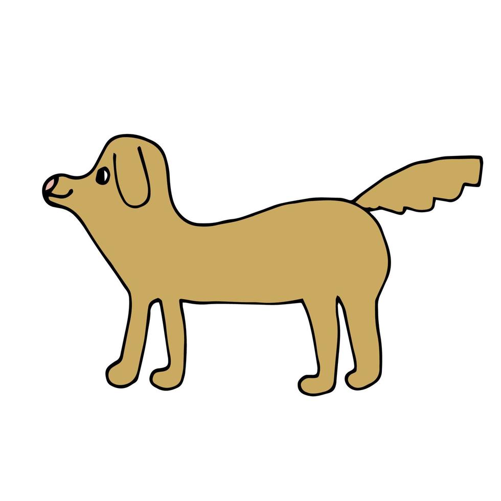 chien linéaire doodle dessin animé isolé sur fond blanc. vecteur