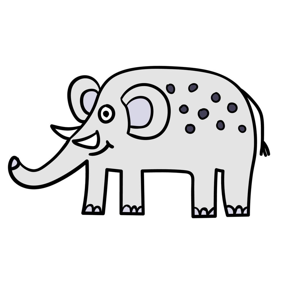 dessin animé doodle éléphant linéaire isolé sur fond blanc. vecteur