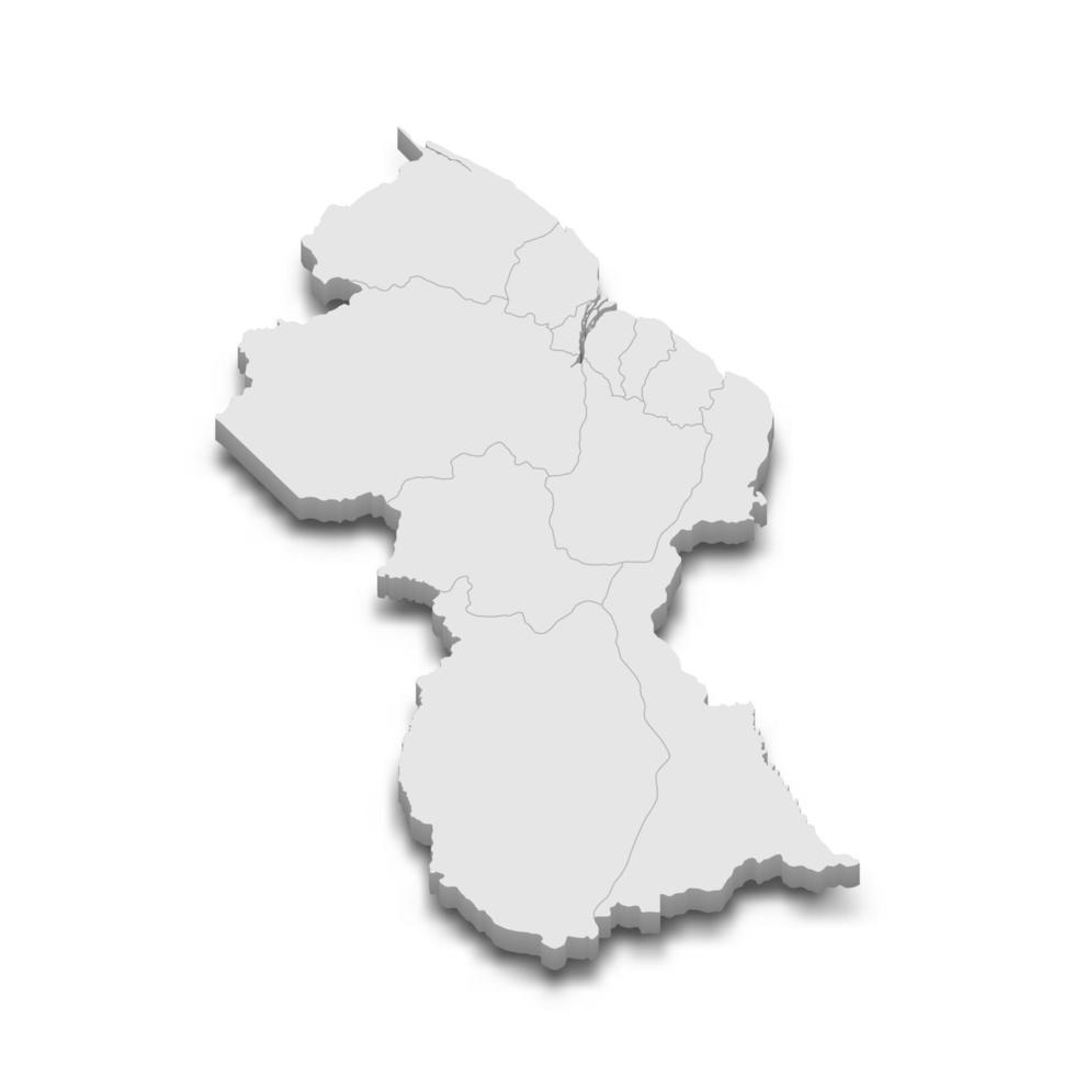 carte 3d avec les frontières des régions vecteur