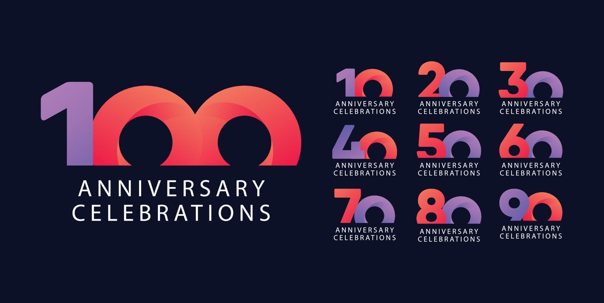 modèle de conception de collections de logo anniversaire vecteur