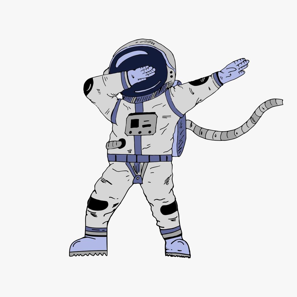 drôle d'astronaute tamponnant, cosmonaute tamponnant. illustration vectorielle dessinée à la main vecteur