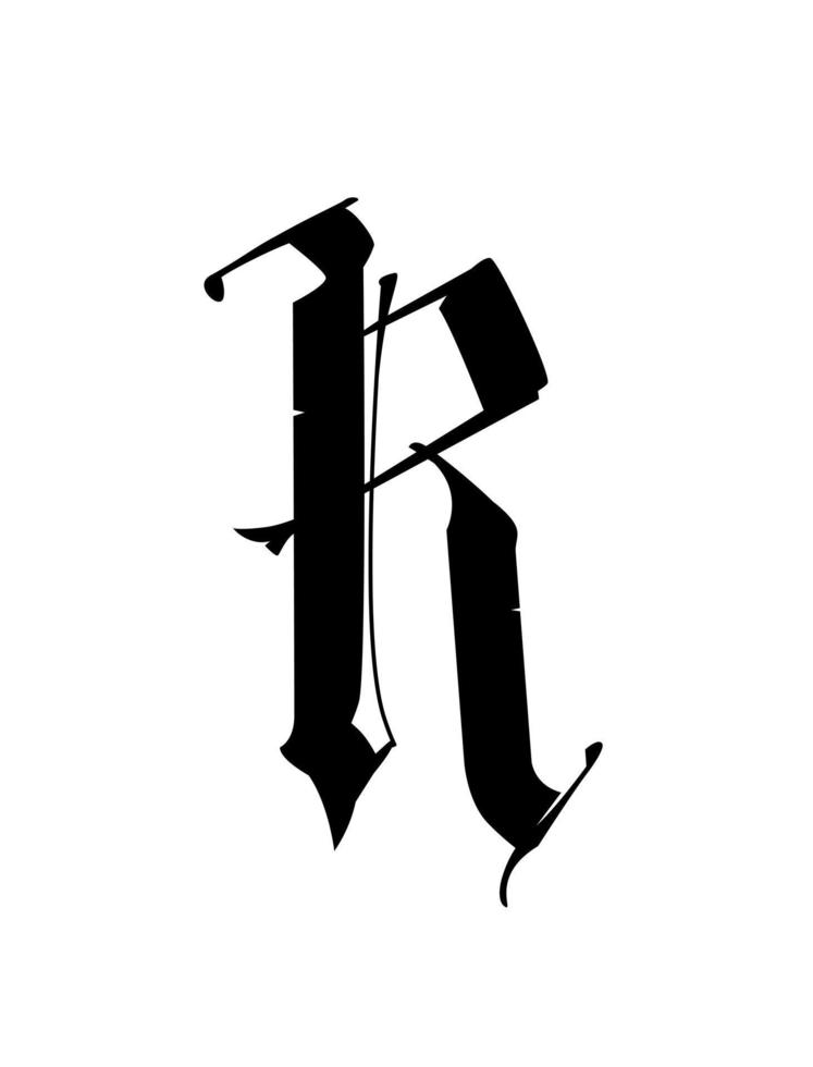 alphabet. le symbole est isolé sur un fond blanc. calligraphie et lettrage. lettre latine médiévale. logo pour l'entreprise vecteur