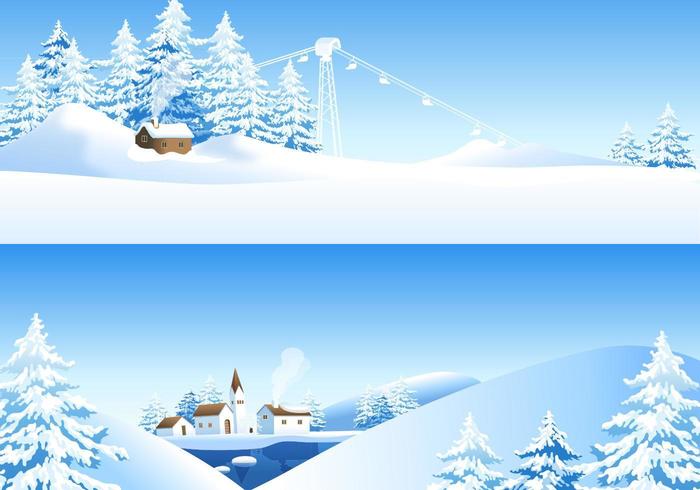 Pack de papier peint vecteur paysage hivernal