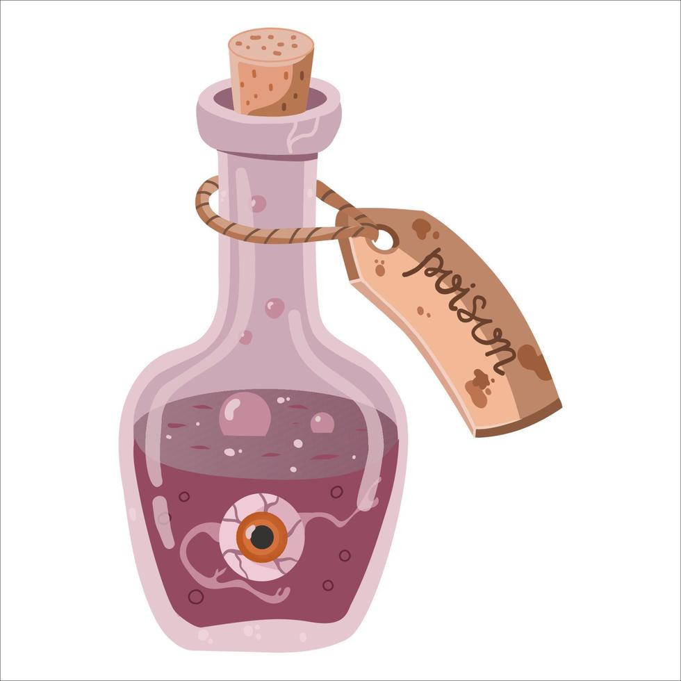 potion empoisonnée de sorcellerie dans une bouteille en verre vintage avec un bouchon vecteur