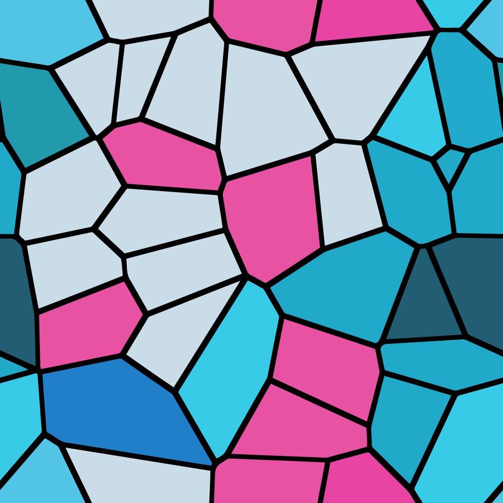 motif de polygone de mosaïque de vitrail rose bleu vecteur
