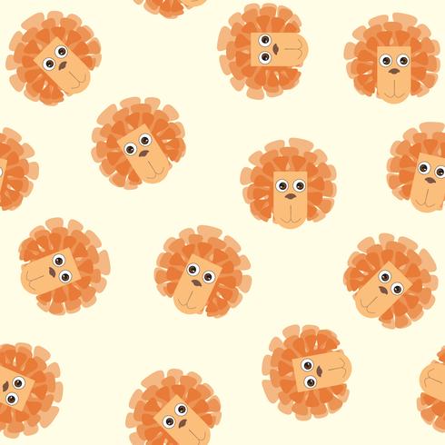 Lion animal dessin animé entendu modèle sans couture. fond de tuile de jouet enfant vecteur