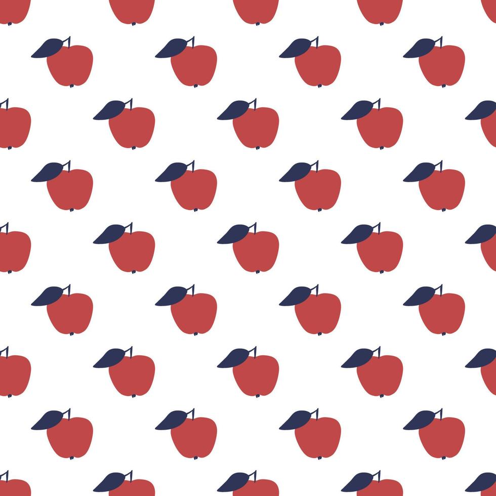 fruits pomme rouge avec des feuilles bleues sur fond blanc. motif vectoriel