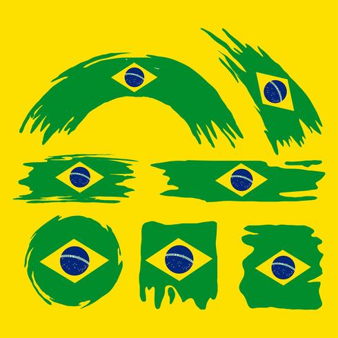 Brosse Brasil Ensemble De Clipart Drapeau vecteur