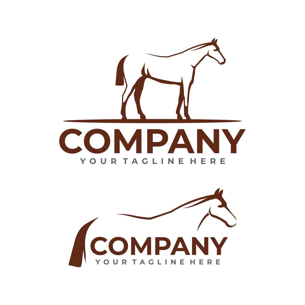 logo de contour de cheval vecteur