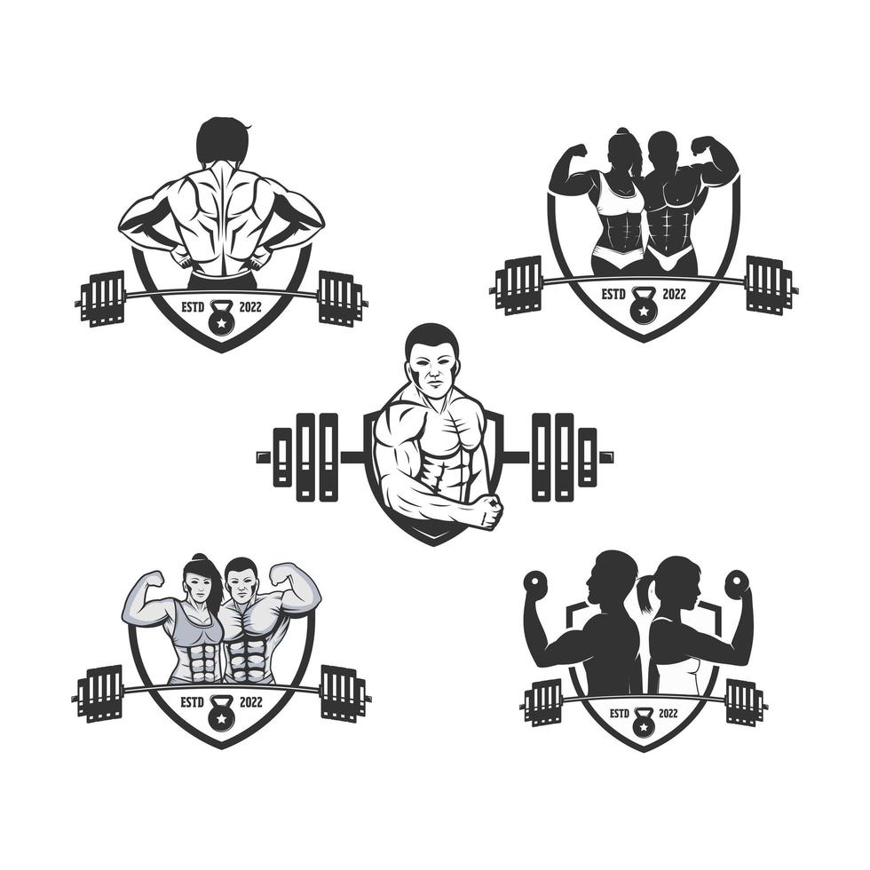 logo de gym homme et femme vecteur