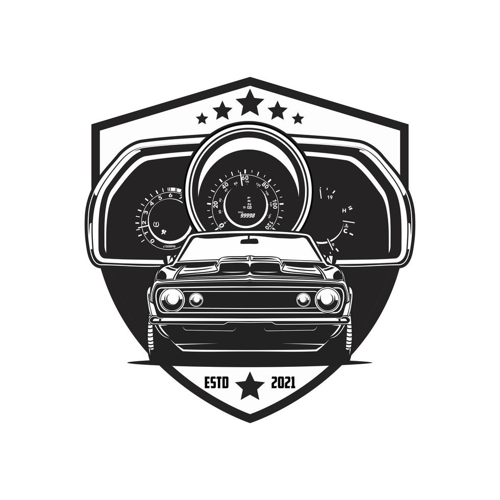 logo voiture et compteur de vitesse vecteur