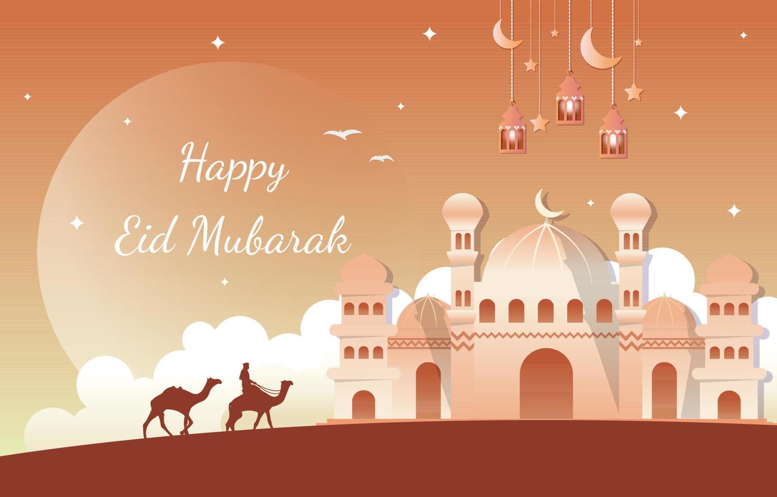 arabe heureux eid mubarak célébration islamique musulmane illustration vectorielle vecteur