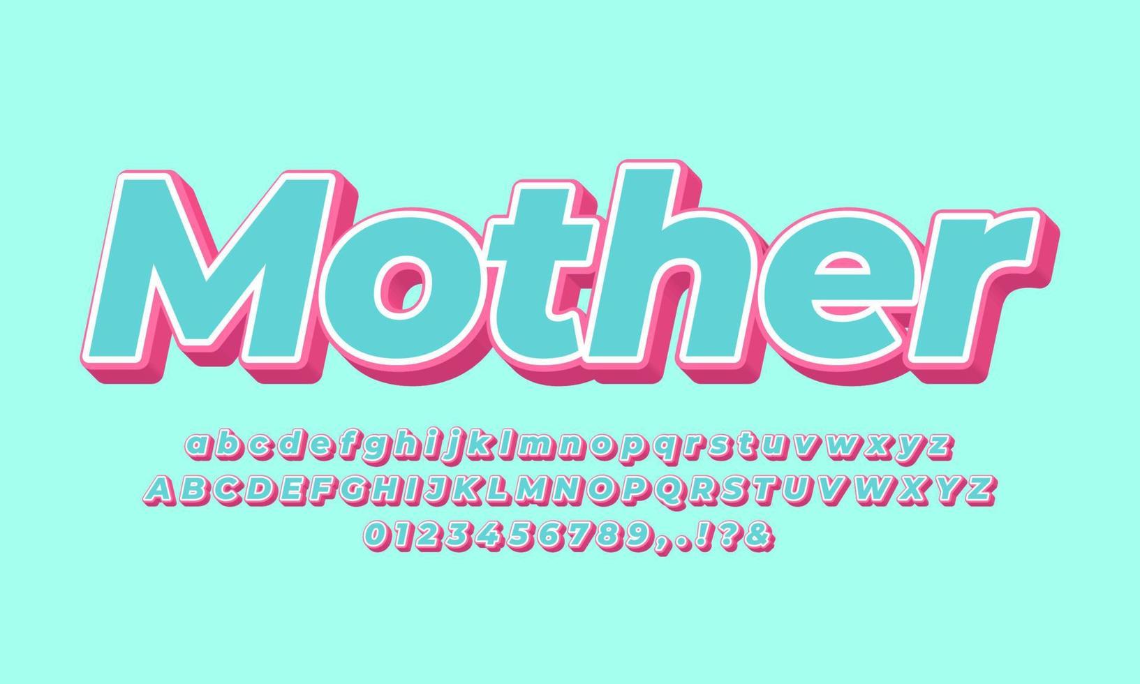 conception d'effet de texte rose blanc fête des mères vecteur