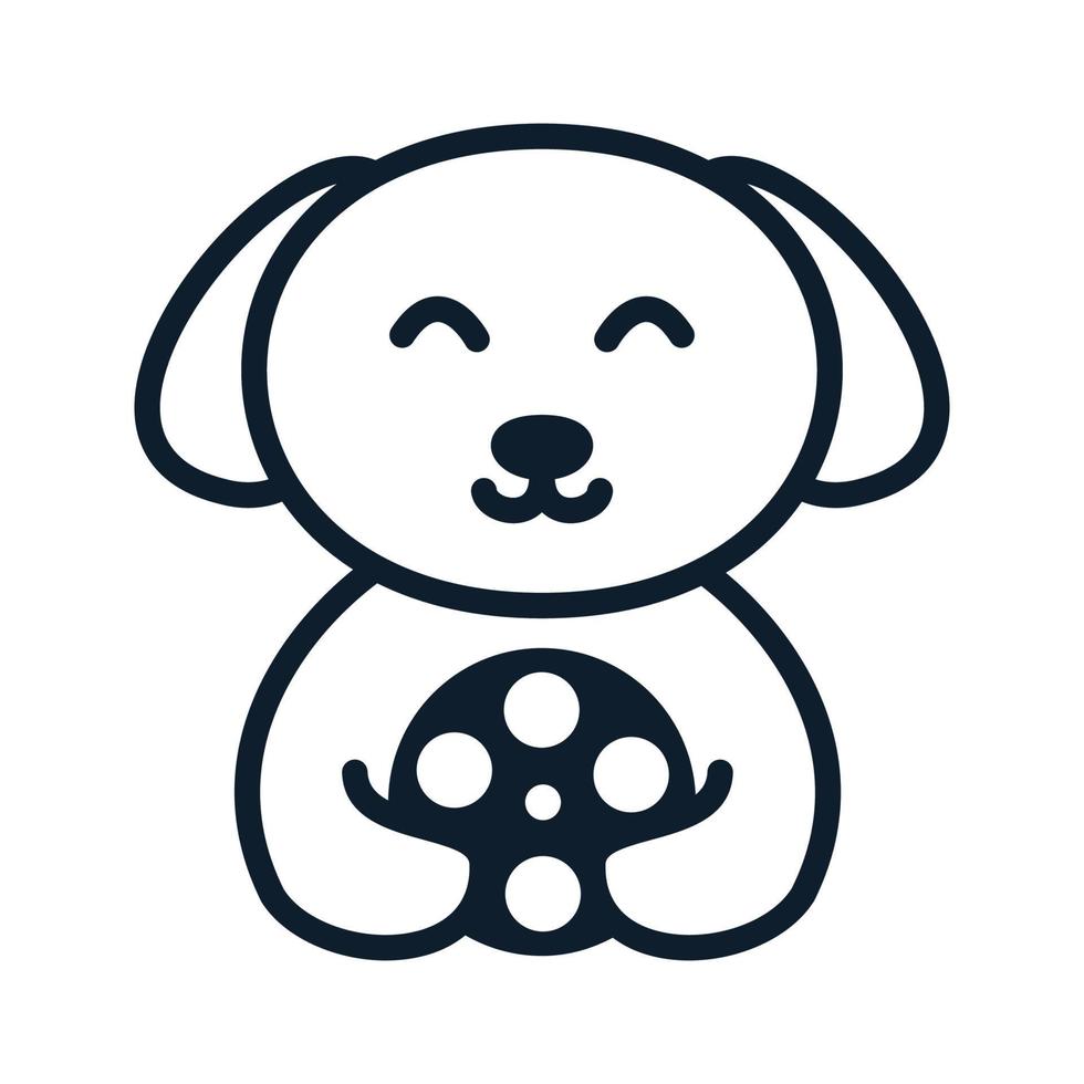 chien avec des lignes de film logo vector icon design